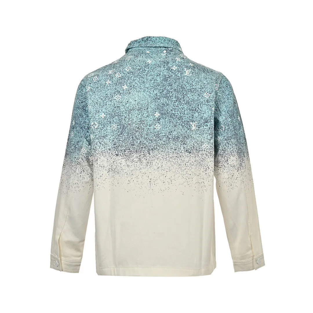 Louis Vuitton/Louis Vuitton Starry Sky Rendering Old Floral Gradient Denim Shirt Jacket